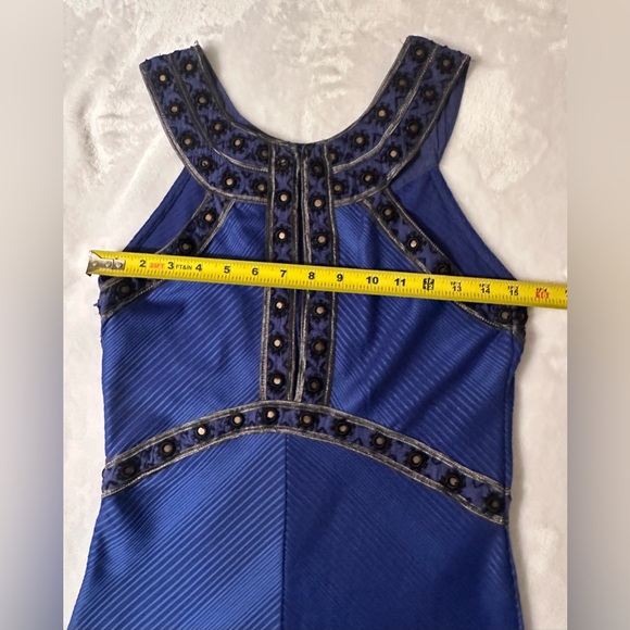 Free People blue stretchy small dress. Black & silver detail. EUC. - Picture 5 of 10